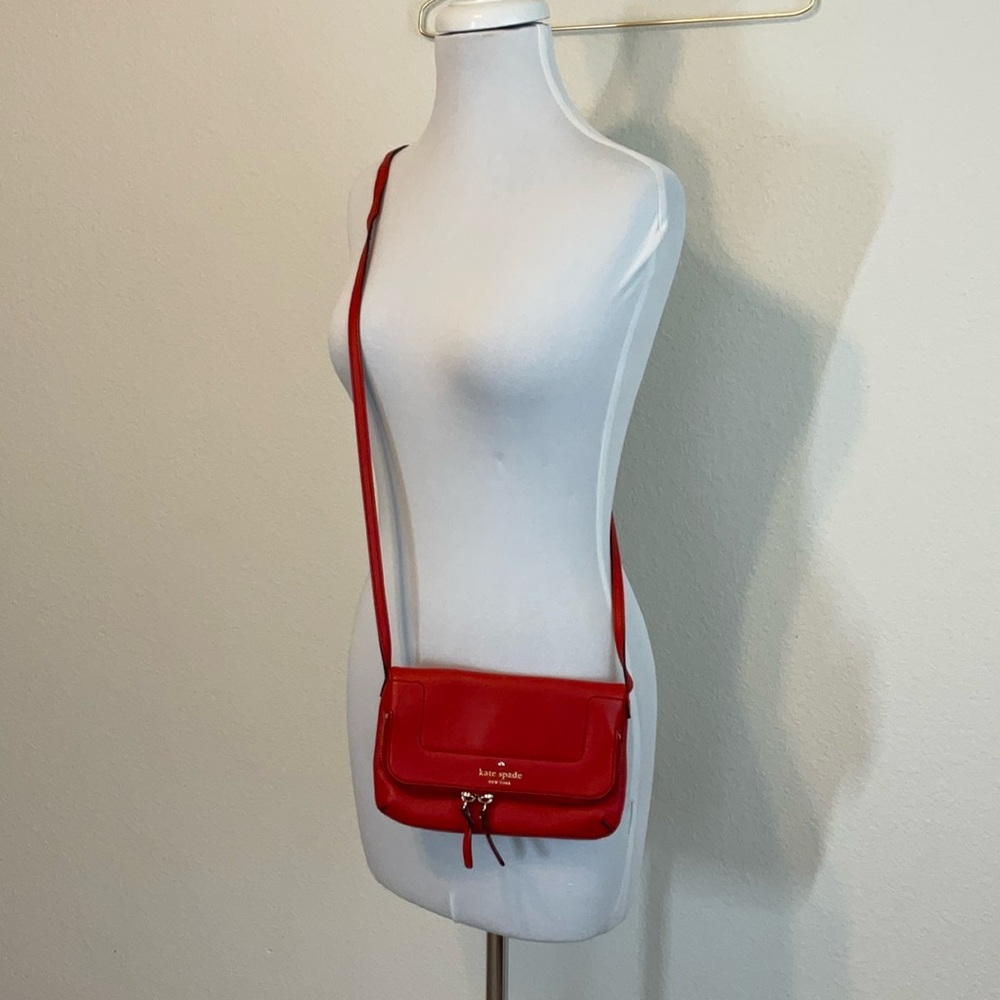 Kate Spade Mariana Mansfield leather Crossbody bag persimmon red - Picture 2 of 12